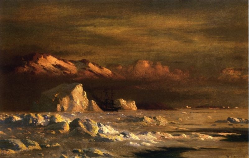 William Bradford Ship and Icebergs
